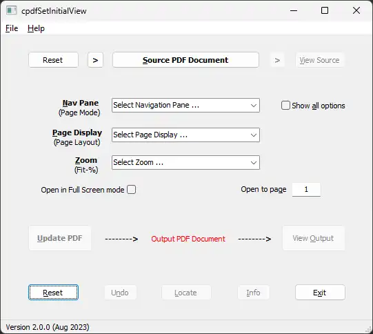 Téléchargez un outil Web ou une application Web cpdfSetInitialView