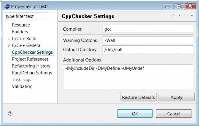 Download web tool or web app CppChecker Eclipse Plugin