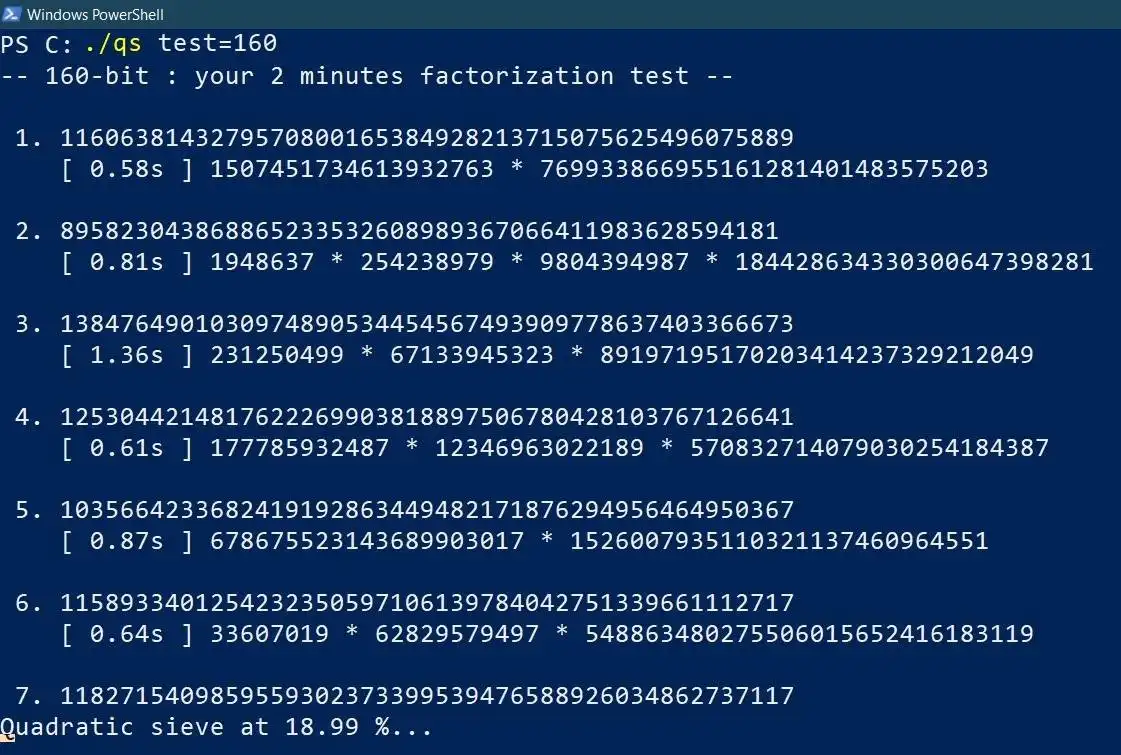 Web aracını veya web uygulamasını indirin C Quadratic-Sieve Source