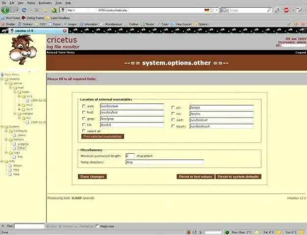 Télécharger l'outil Web ou l'application Web Recherche de fichier journal cricetus