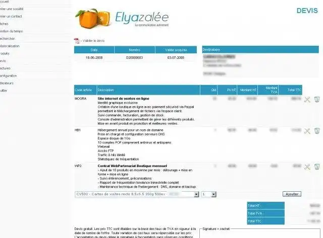 Download web tool or web app CRM Elyazalée
