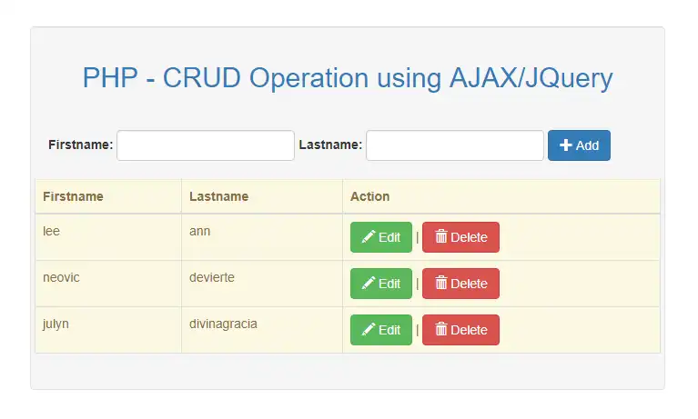 Download web tool or web app CRUD Operation using PHP and AJAX