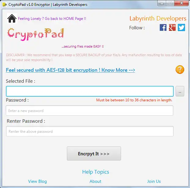 قم بتنزيل أداة الويب أو تطبيق الويب CryptoPad v1.0