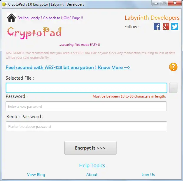 Download web tool or web app CryptoPad v1.0