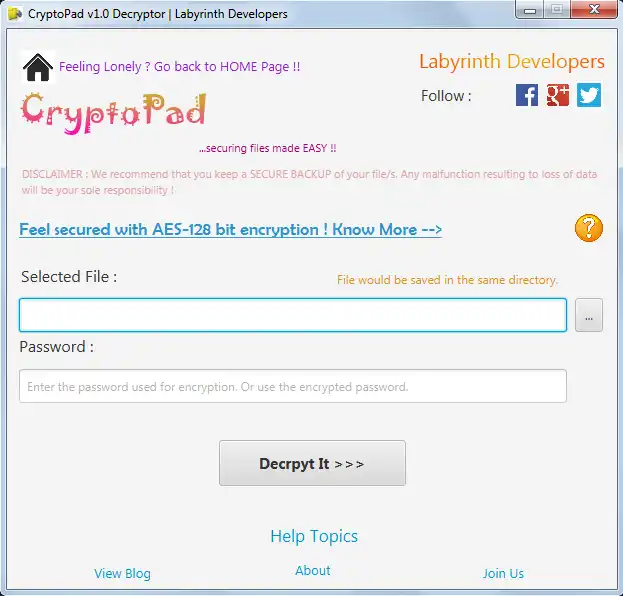 قم بتنزيل أداة الويب أو تطبيق الويب CryptoPad v1.0