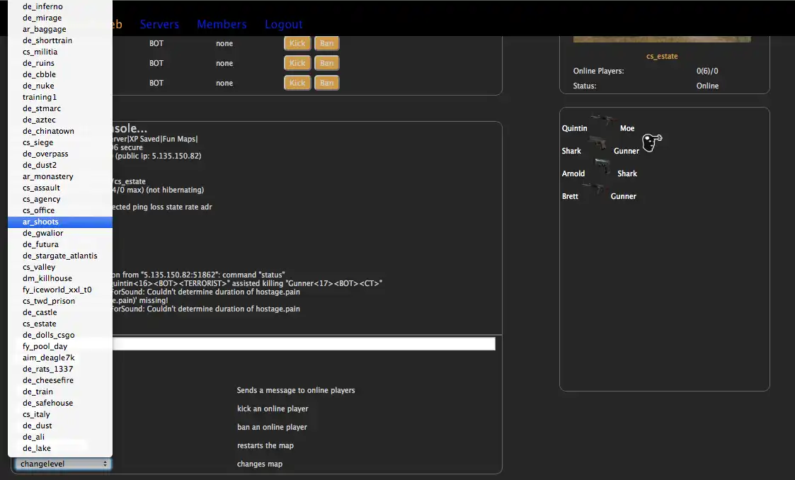 Download web tool or web app CS:GO Web Admin to run in Linux online