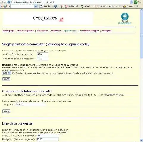 Download web tool or web app C-squares