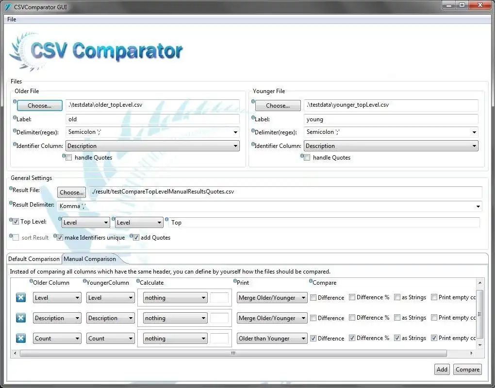 Download web tool or web app CSV Comparator