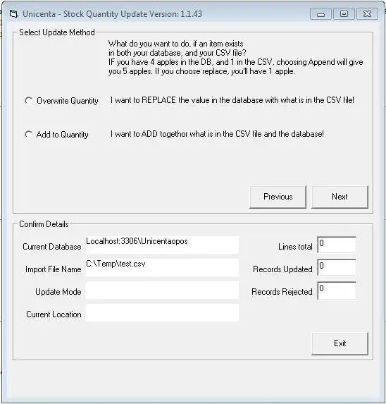 Download web tool or web app CSV Importer for Unicenta