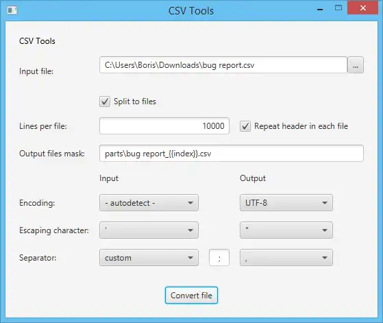 Télécharger l'outil Web ou l'application Web Outils CSV