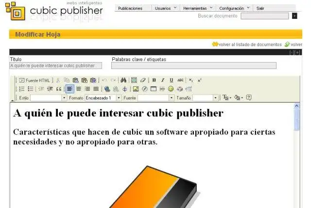 Загрузите веб-инструмент или веб-приложение Cubic Publisher