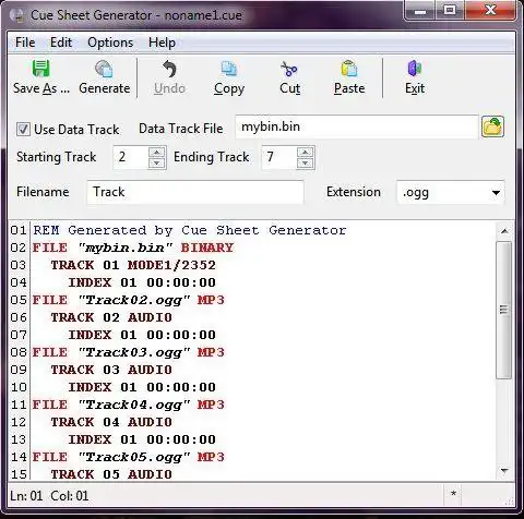 Download web tool or web app Cue Sheet Generator to run in Windows online over Linux online