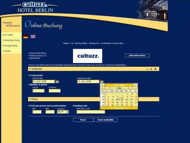 قم بتنزيل أداة الويب أو تطبيق الويب CultBooking Hotel Booking System