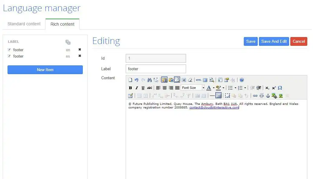 Download web tool or web app Cuppa CMS