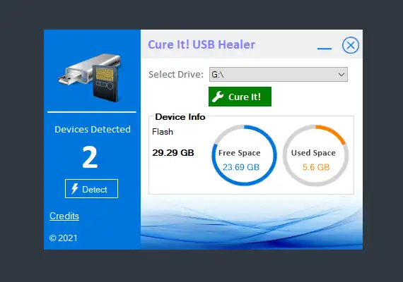 Download web tool or web app Cure it! USB Healer