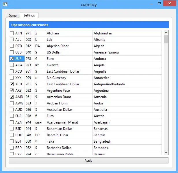 Scarica lo strumento web o l'app web Currency-lib