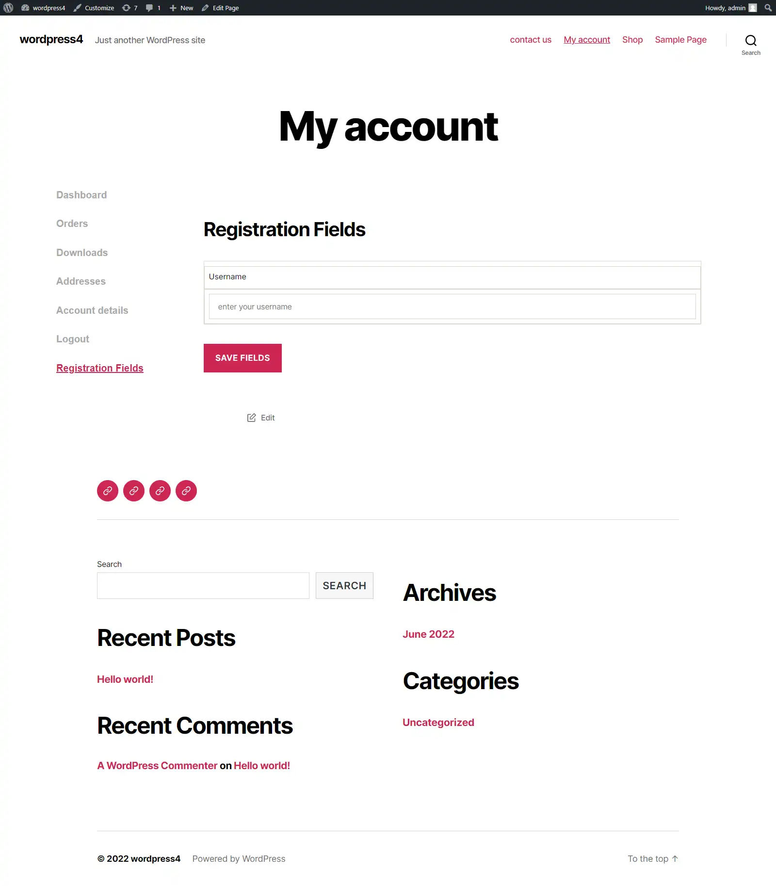 قم بتنزيل أداة الويب أو تطبيق الويب Custom Fields Account Woocommerce