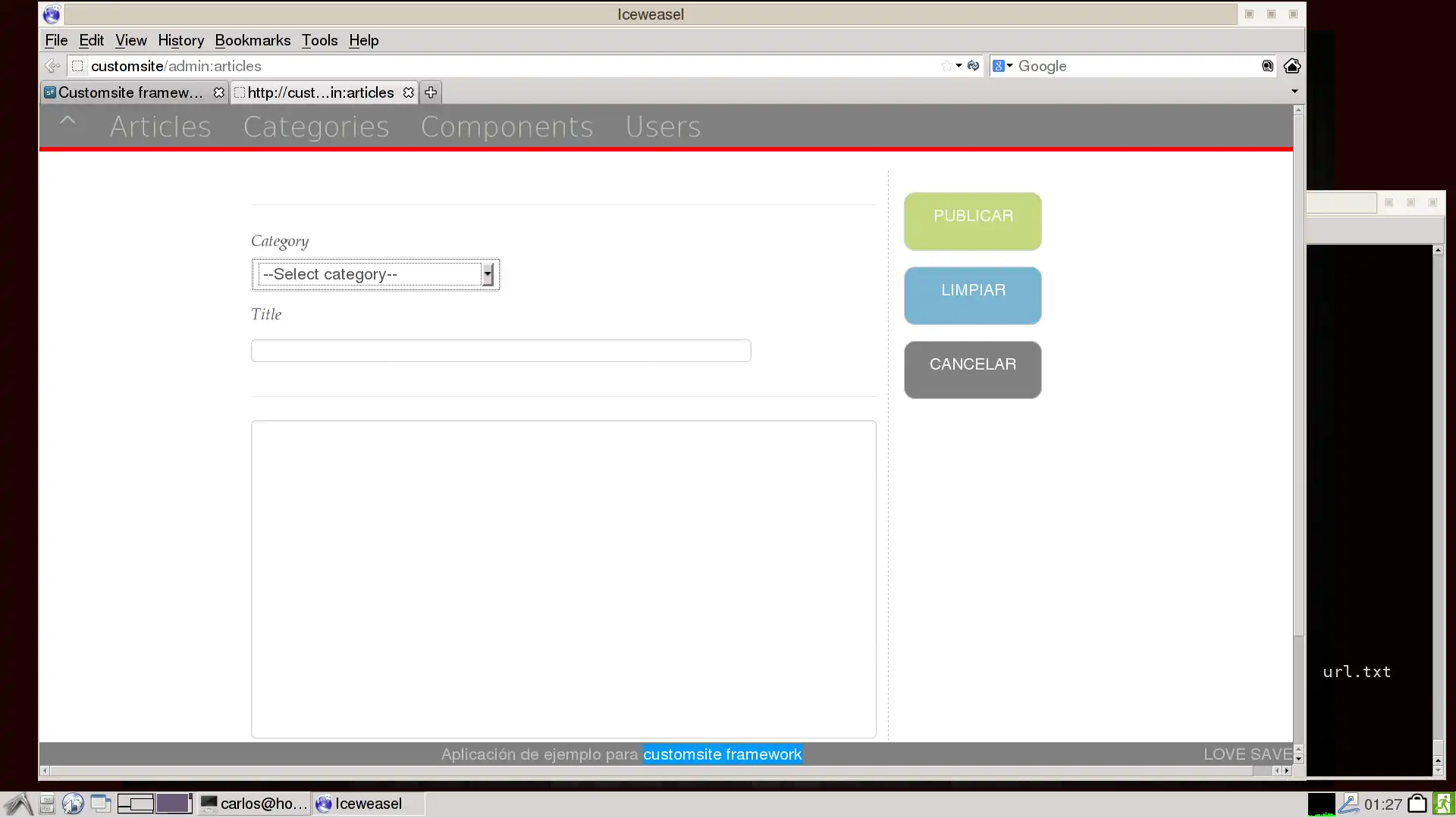 Download web tool or web app Customsite framework Example