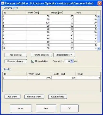 Download web tool or web app Cutting Problem