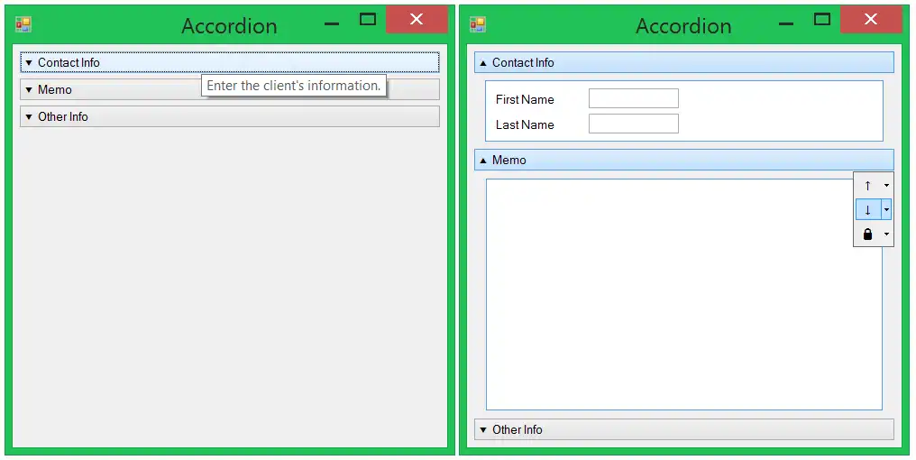 Download web tool or web app C# Winforms Accordion