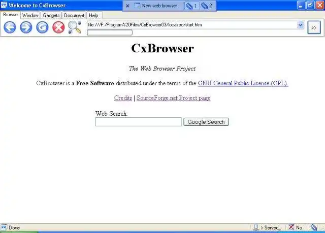 Tải xuống công cụ web hoặc cxbrowser ứng dụng web