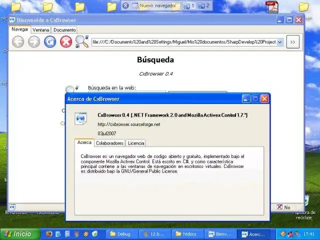 Descargue la herramienta web o la aplicación web cxbrowser