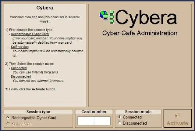 Web aracını veya web uygulamasını indirin Cybera - Siber kafe yönetimi