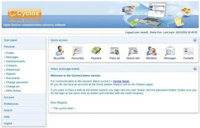 Download web tool or web app Cyclos