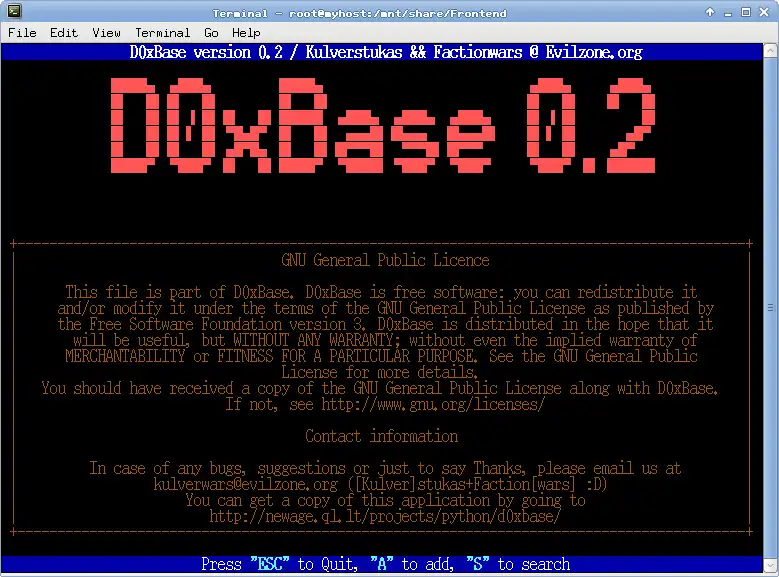 Web aracını veya web uygulamasını indirin D0xBase