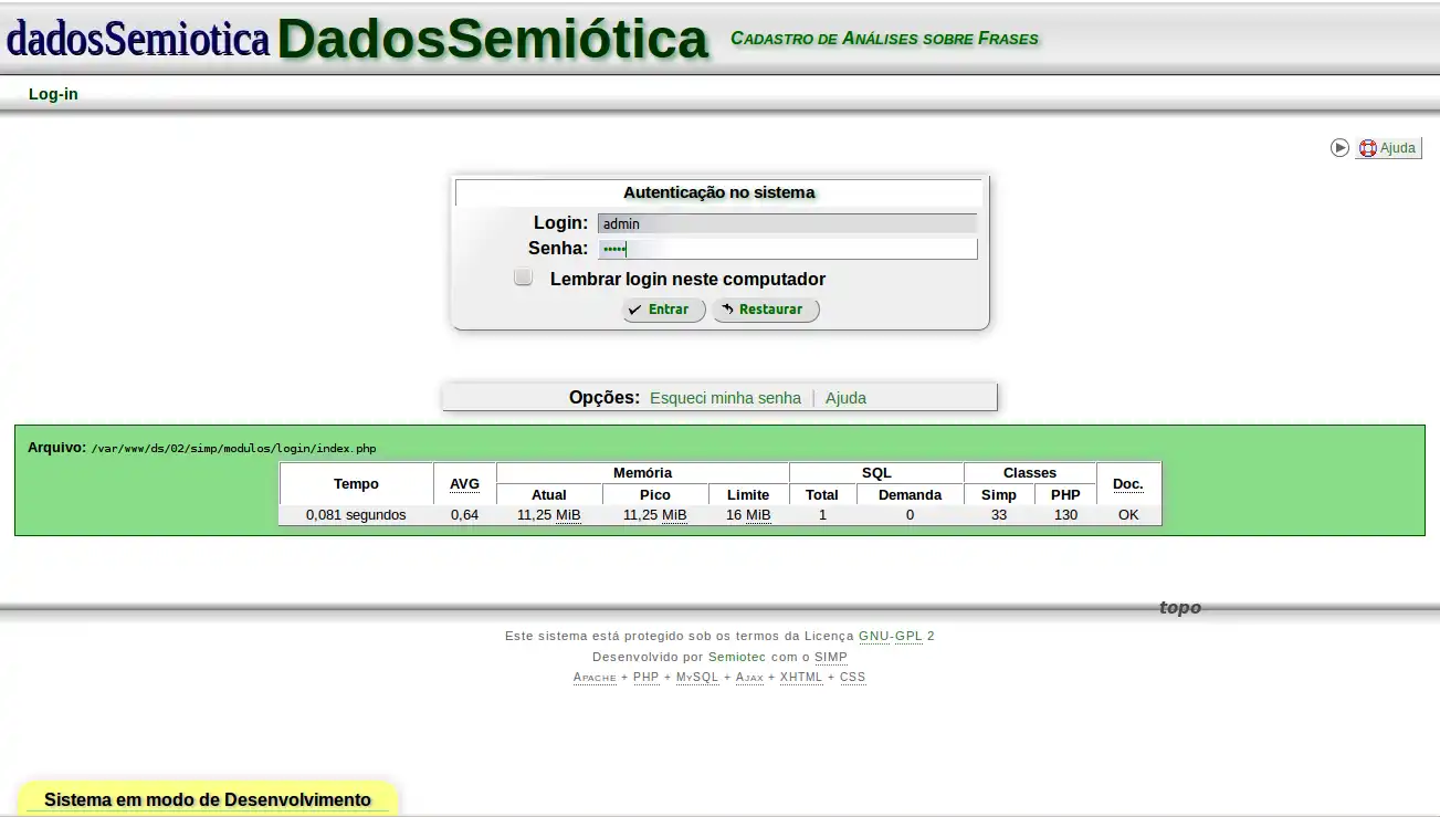 Download web tool or web app dadosSemiotica to run in Windows online over Linux online