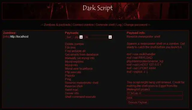 Загрузите веб-инструмент или веб-приложение Dark Script