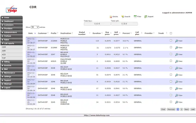 ดาวน์โหลดเครื่องมือเว็บหรือเว็บแอป data4voip การเรียกเก็บเงิน