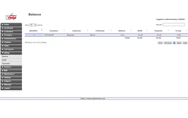 تنزيل أداة الويب أو تطبيق الويب data4voip billing