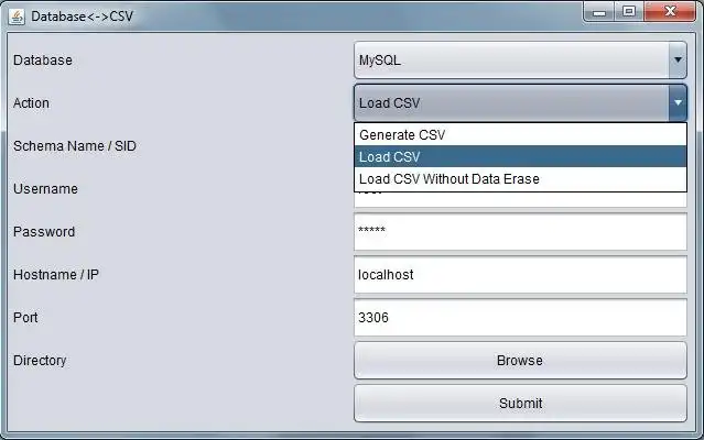 Download web tool or web app Database to CSV