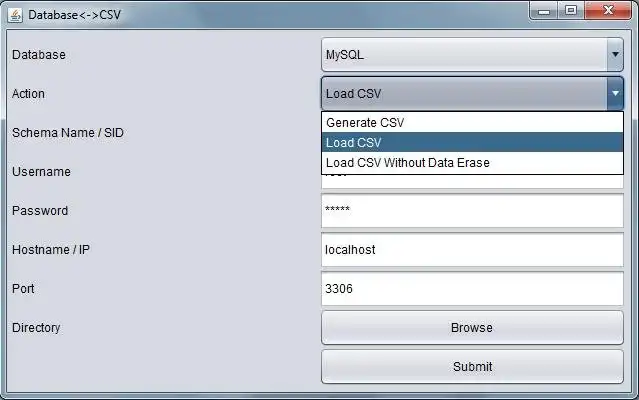 I-download ang web tool o web app Database sa CSV