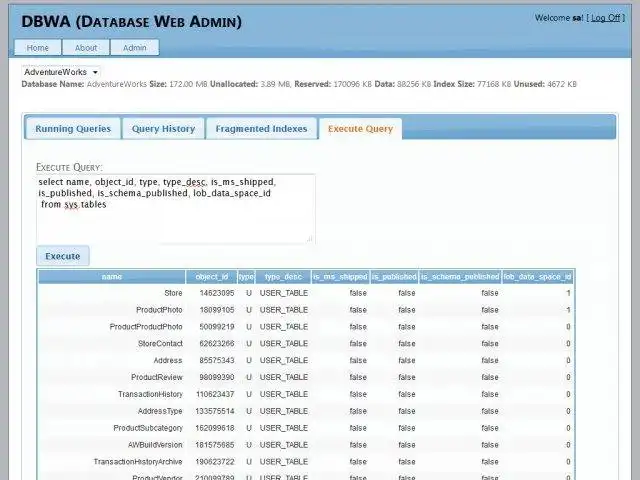 Download web tool or web app Database Web Admin to run in Windows online over Linux online