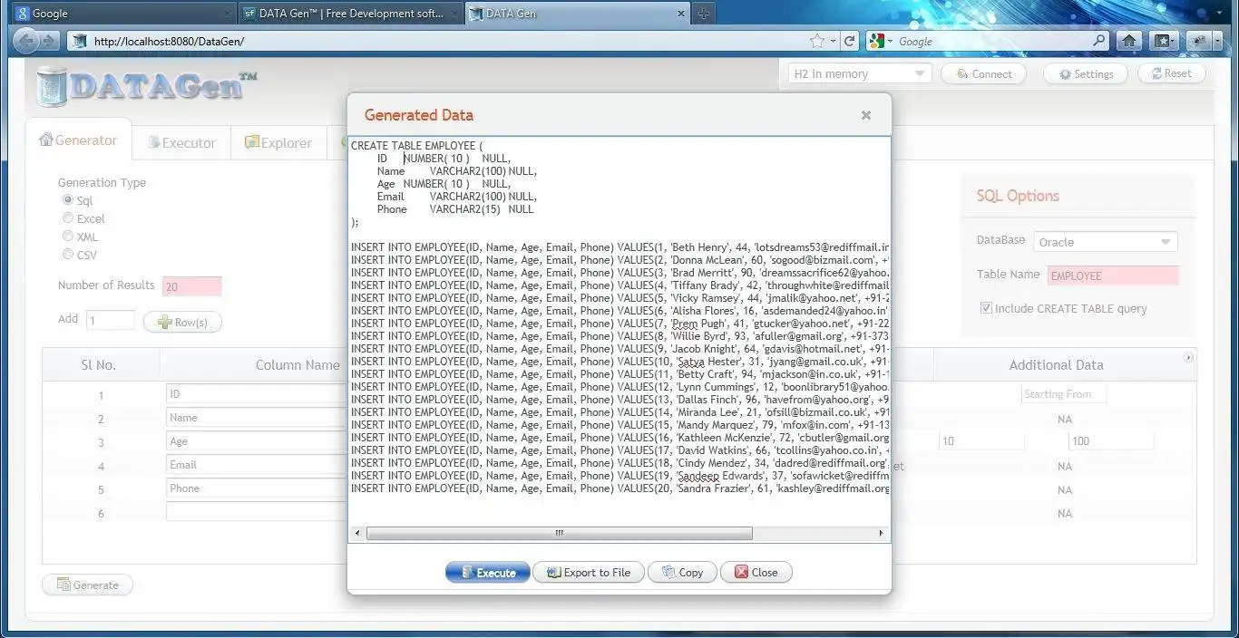 Download web tool or web app DATA Gen™