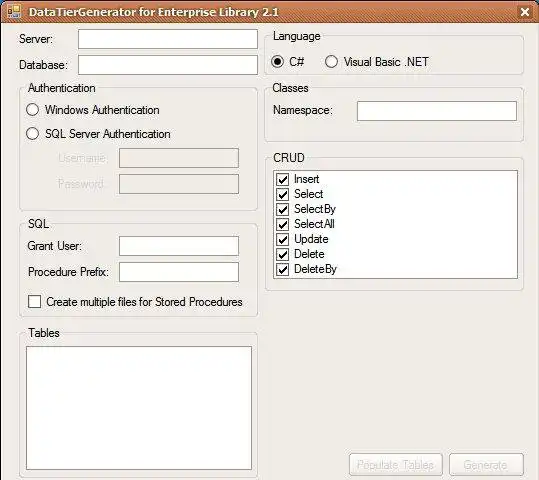 قم بتنزيل أداة الويب أو تطبيق الويب DataTierGenerator لمكتبة المؤسسة