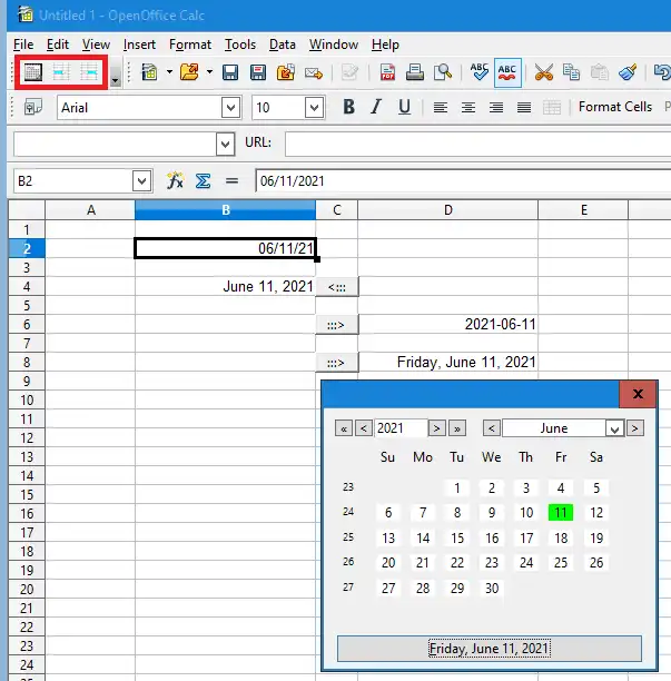 Web aracını veya web uygulamasını indirin Tarih Seçici Takvim OpenOffice Calc