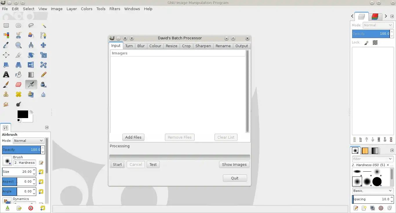 Scarica lo strumento Web o l'app Web Davids Batch Processor plug-in GIMP
