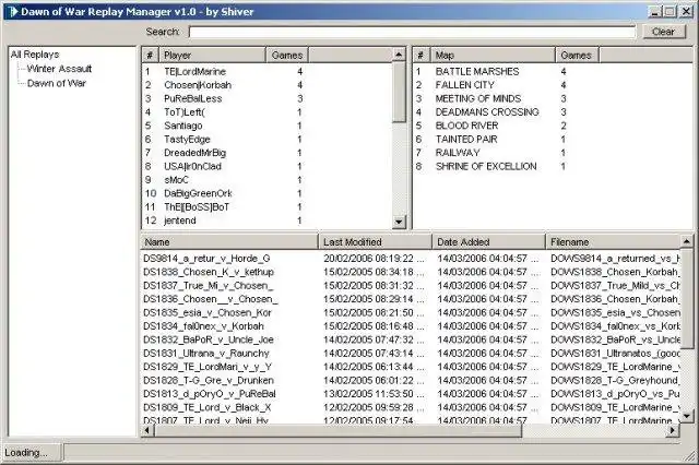 Download web tool or web app Dawn of War Replay Manager to run in Windows online over Linux online