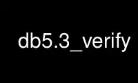 Uruchom db5.3_verify w bezpłatnym dostawcy hostingu OnWorks w systemie Ubuntu Online, Fedora Online, emulatorze online systemu Windows lub emulatorze online systemu MAC OS