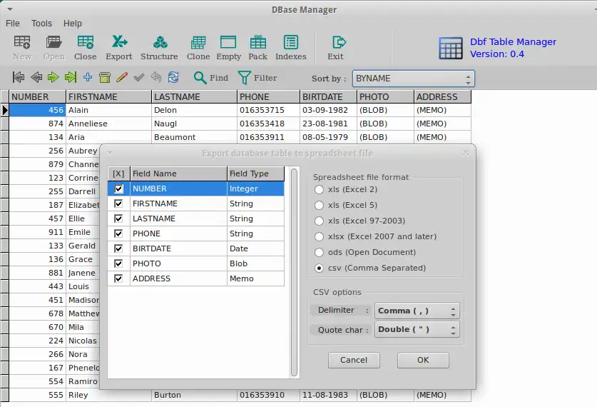 Download web tool or web app Dbf Table Manager