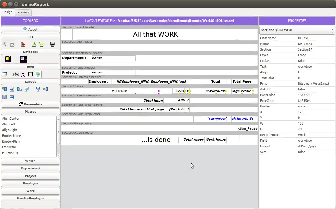 Download web tool or web app DBReport