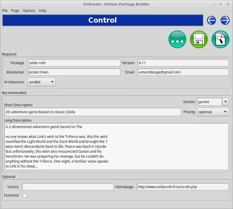 Mag-download ng web tool o web app Debreate - Debian Package Builder