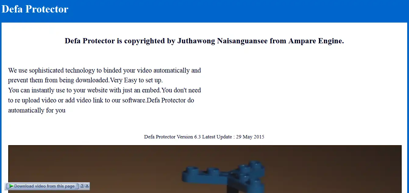 Download web tool or web app Defa Protect HTML5 Video From Download