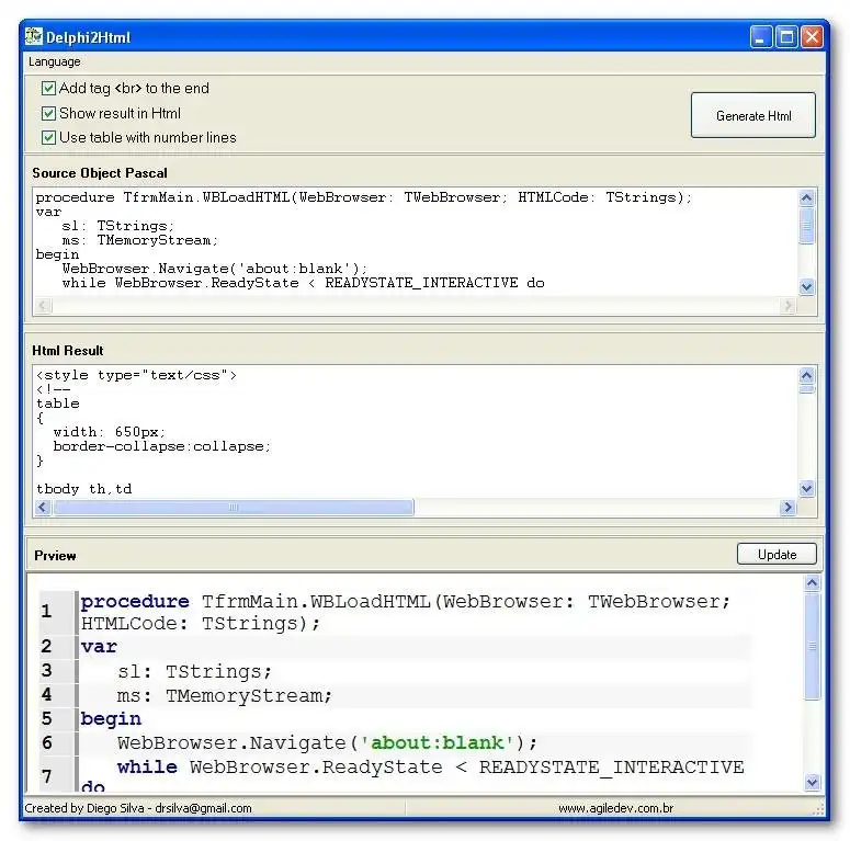 Download webtool of webapp Delphi2Html