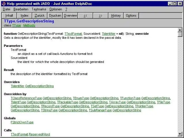 웹 도구 또는 웹 앱 DelphiDoc - JADD를 다운로드하여 Linux 온라인에서 실행