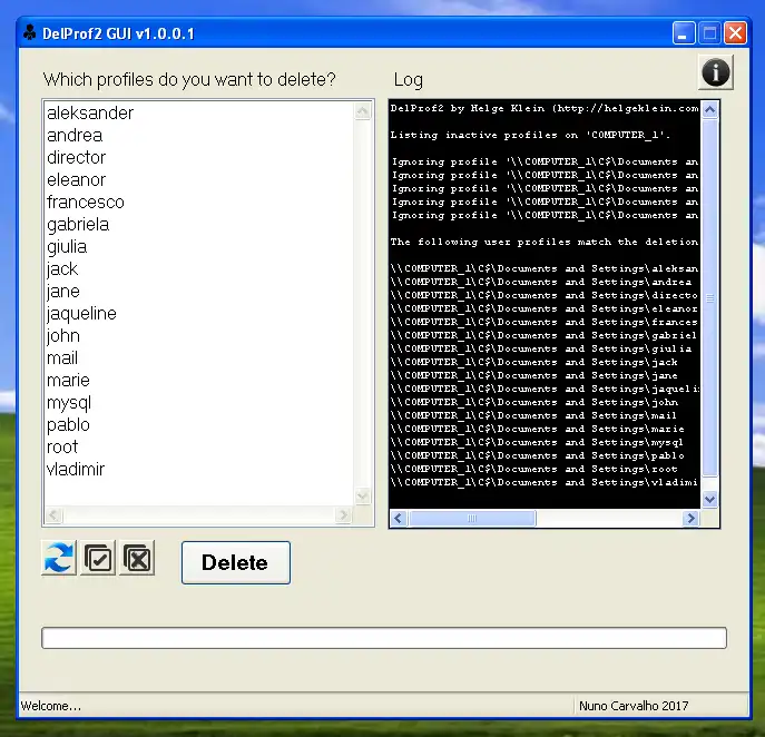 Web aracını veya web uygulamasını indirin DelProf GUI