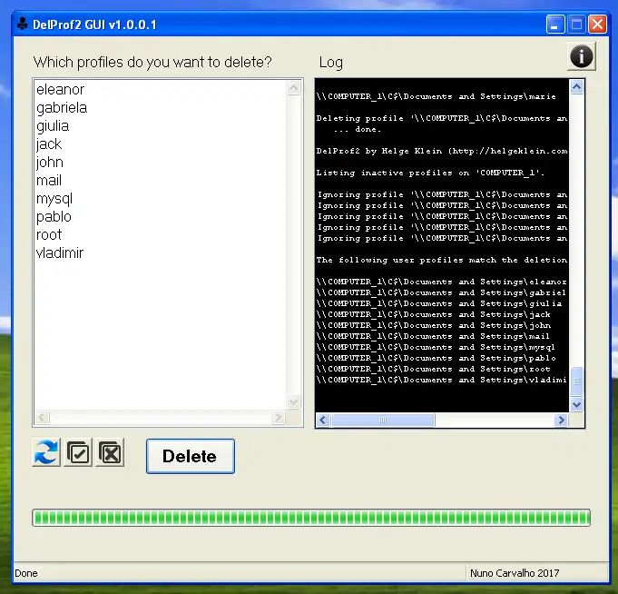 വെബ് ടൂൾ അല്ലെങ്കിൽ വെബ് ആപ്പ് DelProf GUI ഡൗൺലോഡ് ചെയ്യുക